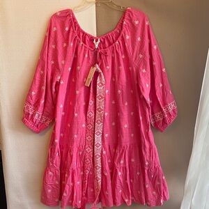 A loves A Pink Embroidered Casual Dress